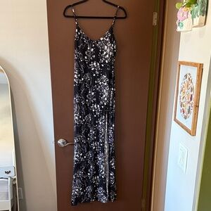 Reformation Black & White Floral Maxi Slip Dress